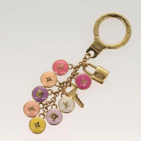 LOUIS VUITTON Monogram Porte Cles Pastille Key Holder Gold - Picture 7 of 14